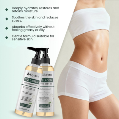 Elycura silky 100 ml body oil in pump bottle